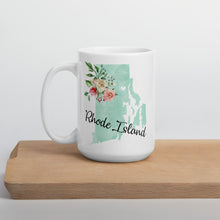 Load image into Gallery viewer, Rhode Island RI Map Floral Coffee Mug - White