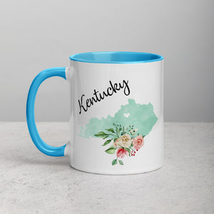 Kentucky KY Map Floral Mug - 11 oz