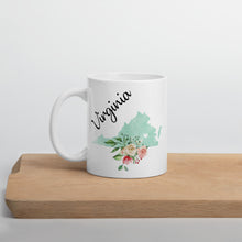 Load image into Gallery viewer, Virginia VA Map Floral Coffee Mug - White