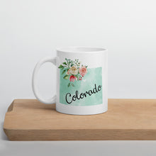 Load image into Gallery viewer, Colorado CO Map Floral Coffee Mug - White