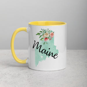 Maine ME Map Floral Mug - 11 oz