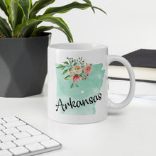 Load image into Gallery viewer, Arkansas AR Map Floral Coffee Mug - White