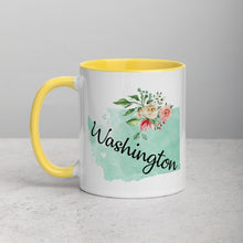 Load image into Gallery viewer, Washington WA Map Floral Mug - 11 oz