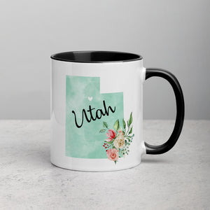 Utah UT Map Floral Mug - 11 oz