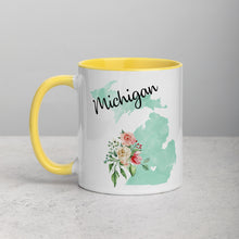 Load image into Gallery viewer, Michigan MI Map Floral Mug - 11 oz
