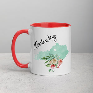 Kentucky KY Map Floral Mug - 11 oz