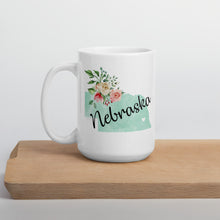 Load image into Gallery viewer, Nebraska NE Map Floral Coffee Mug - White