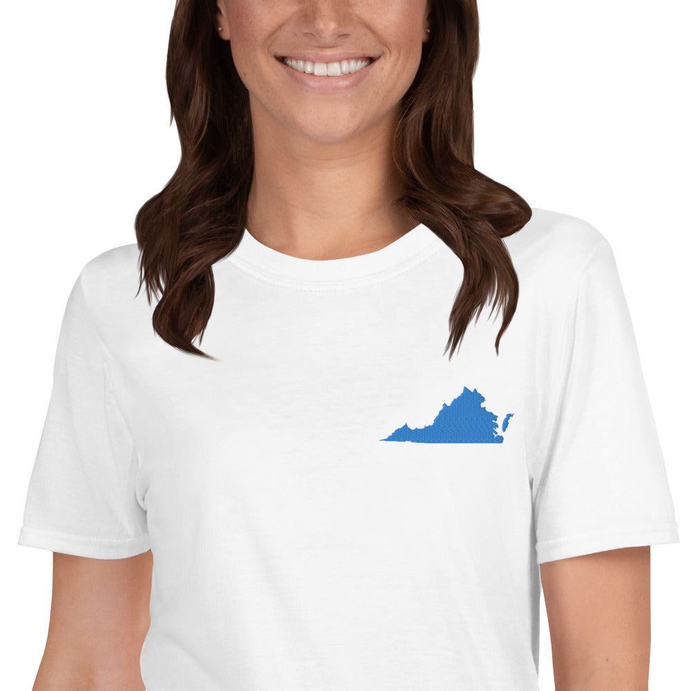 Virginia Unisex T-Shirt - Blue Embroidery
