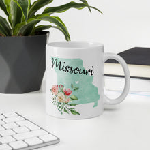 Load image into Gallery viewer, Missouri MO Map Floral Coffee Mug - White