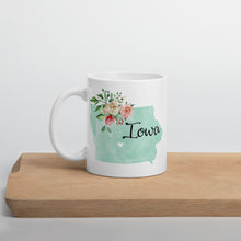 Load image into Gallery viewer, Iowa IA Map Floral Coffee Mug - White
