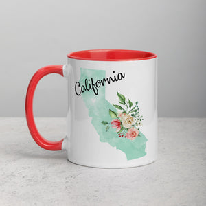 California CA Map Floral Mug - 11 oz