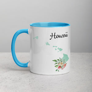 Hawaii HI Map Floral Mug - 11 oz