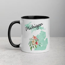 Load image into Gallery viewer, Michigan MI Map Floral Mug - 11 oz
