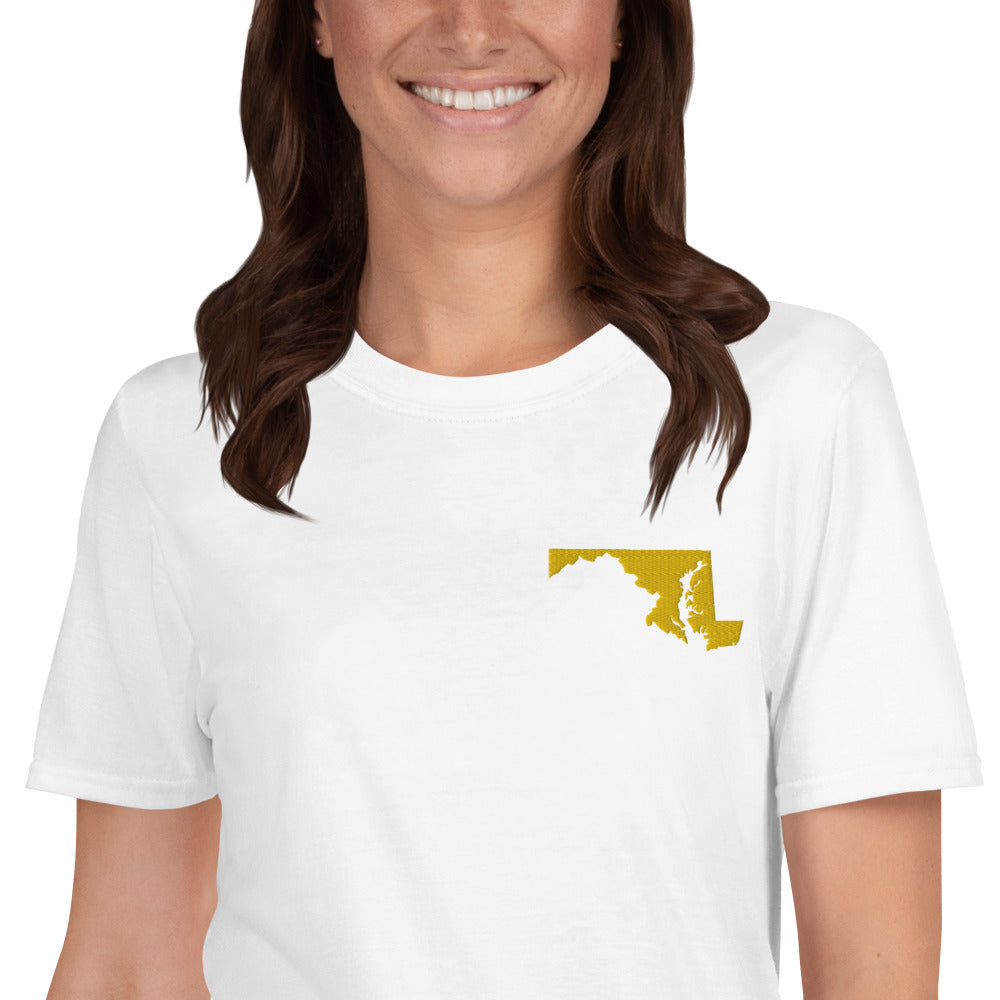 Maryland Unisex T-Shirt - Gold Embroidery