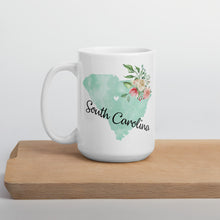 Load image into Gallery viewer, South Carolina SC Map Floral Coffee Mug - White