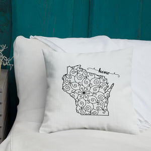 Wisconsin WI State Map Premium Pillow