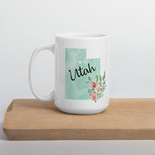 Load image into Gallery viewer, Utah UT Map Floral Coffee Mug - White