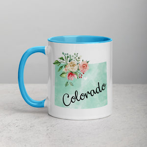 Colorado CO Map Floral Mug - 11 oz