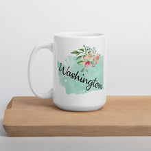 Load image into Gallery viewer, Washington WA Map Floral Coffee Mug - White