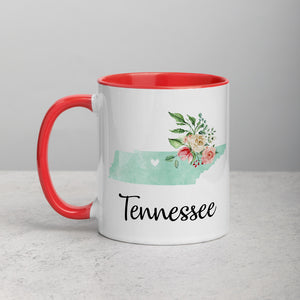 Tennessee TN Map Floral Mug - 11 oz