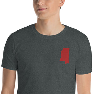 Mississippi Unisex T-Shirt - Red Embroidery