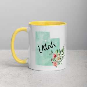 Utah UT Map Floral Mug - 11 oz