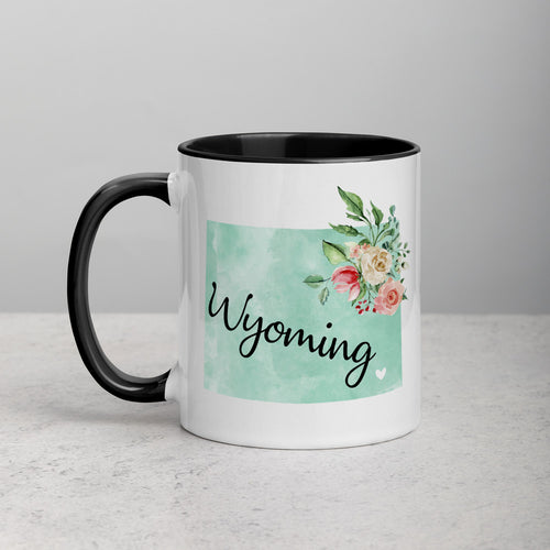 Wyoming WY Map Floral Mug - 11 oz
