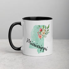 Load image into Gallery viewer, Mississippi MS Map Floral Mug - 11 oz