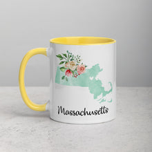 Load image into Gallery viewer, Massachusetts MA Map Floral Mug - 11 oz