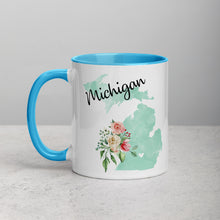 Load image into Gallery viewer, Michigan MI Map Floral Mug - 11 oz