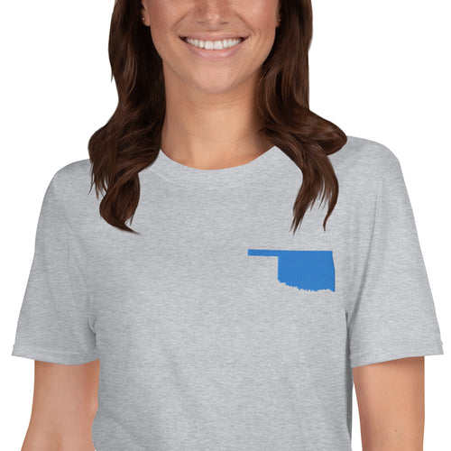 Oklahoma Unisex T-Shirt - Blue Embroidery