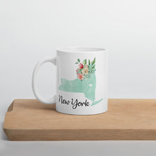 Load image into Gallery viewer, New York NY Map Floral Coffee Mug - White
