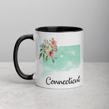 Load image into Gallery viewer, Connecticut CT Map Floral Mug - 11 oz