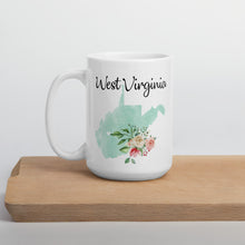 Load image into Gallery viewer, West Virginia WV Map Floral Coffee Mug - White
