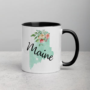 Maine ME Map Floral Mug - 11 oz