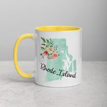 Load image into Gallery viewer, Rhode Island RI Map Floral Mug - 11 oz
