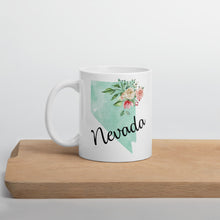 Load image into Gallery viewer, Nevada NV Map Floral Coffee Mug - White