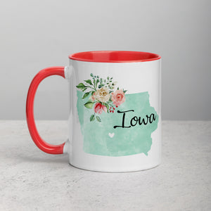 Iowa IA Map Floral Mug - 11 oz