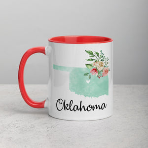 Oklahoma OK Map Floral Mug - 11 oz