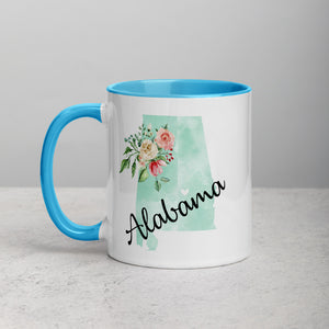 Alabama AL Map Floral Mug - 11 oz