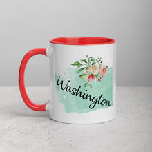 Load image into Gallery viewer, Washington WA Map Floral Mug - 11 oz