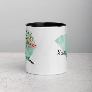 South Carolina SC Map Floral Mug - 11 oz