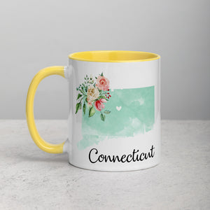 Connecticut CT Map Floral Mug - 11 oz